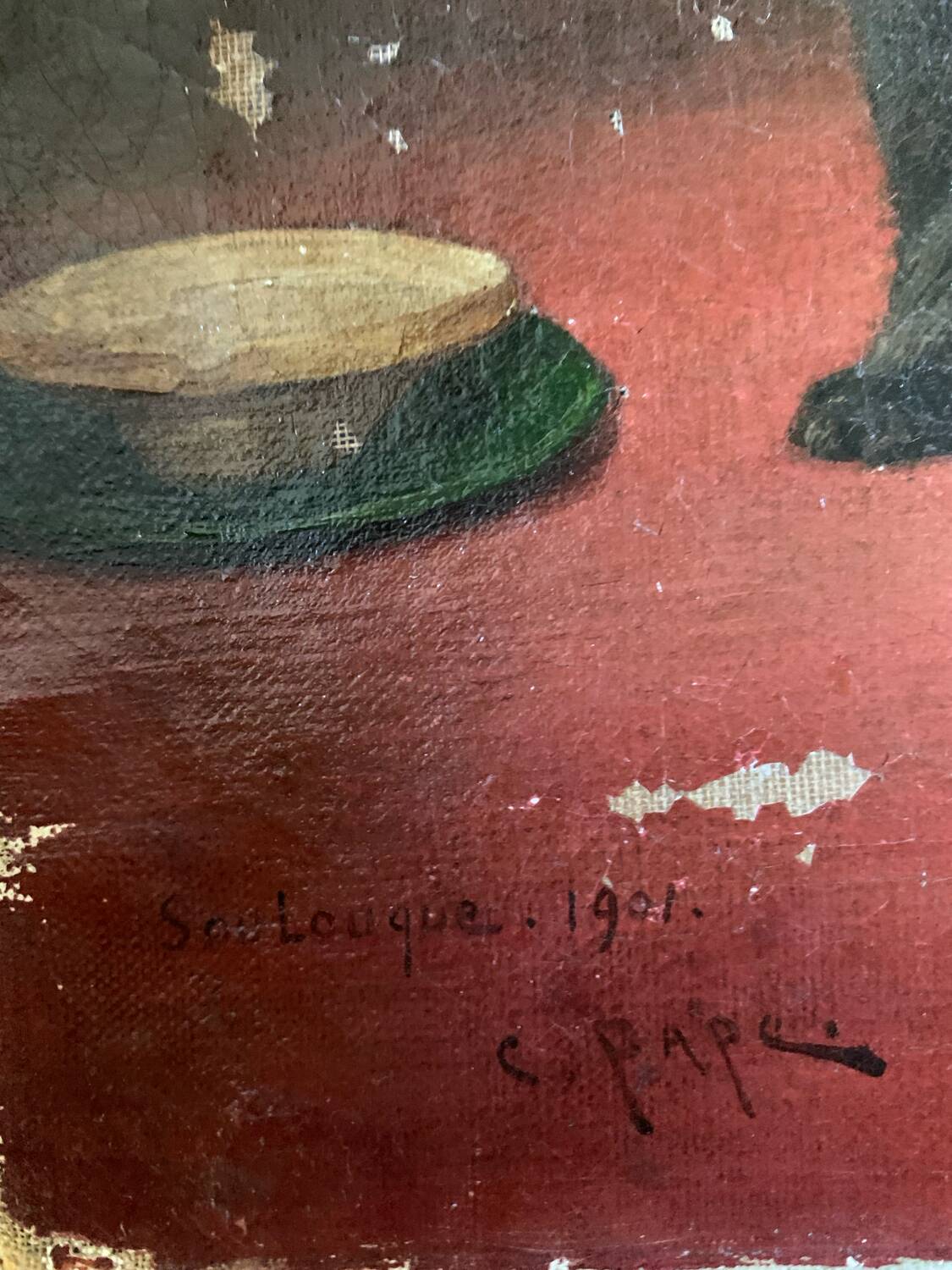 Old oil painting on canvas