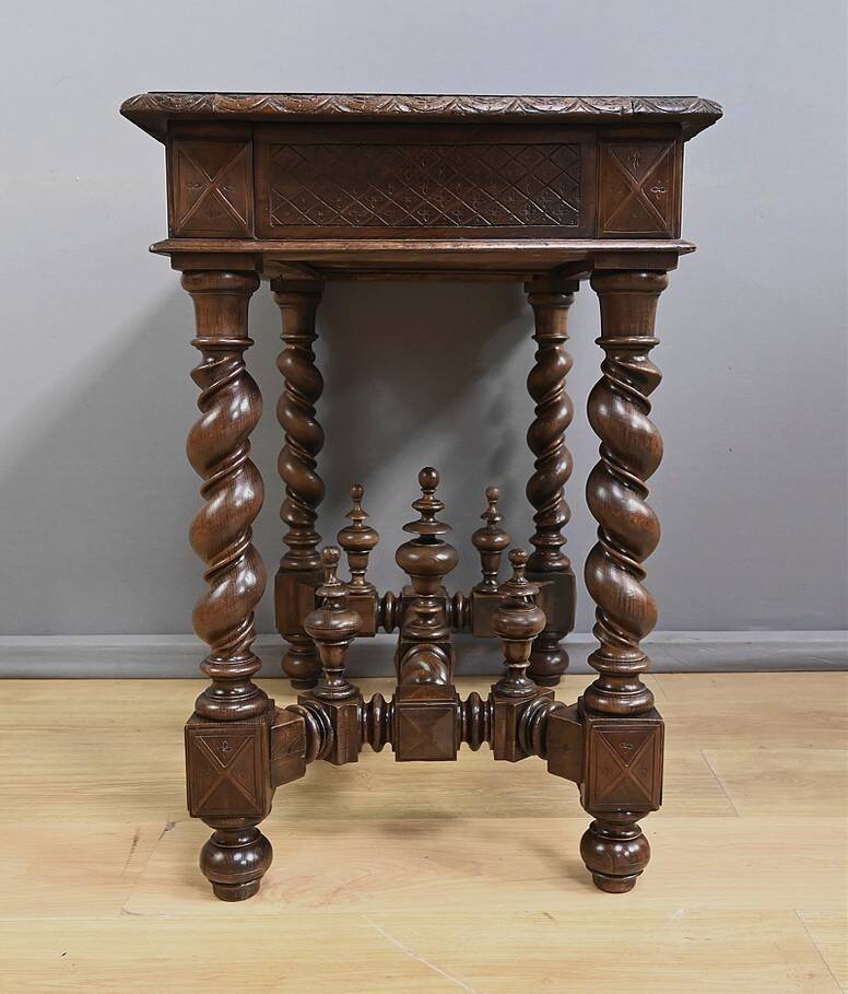 Small Oak Desk Table, Louis XIII Style – Mid-19th Century