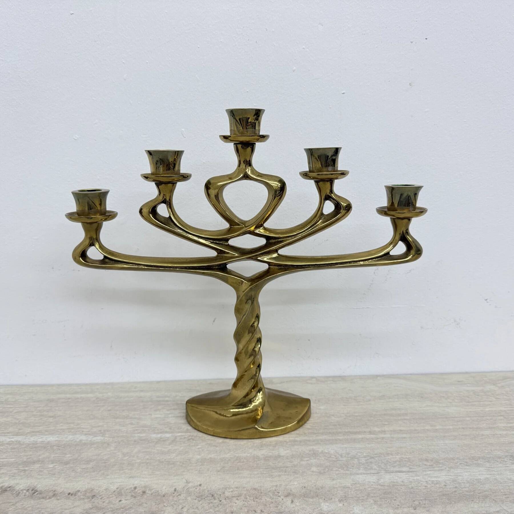 Mid-century large brutalist solid bronze candleholder, 1970s