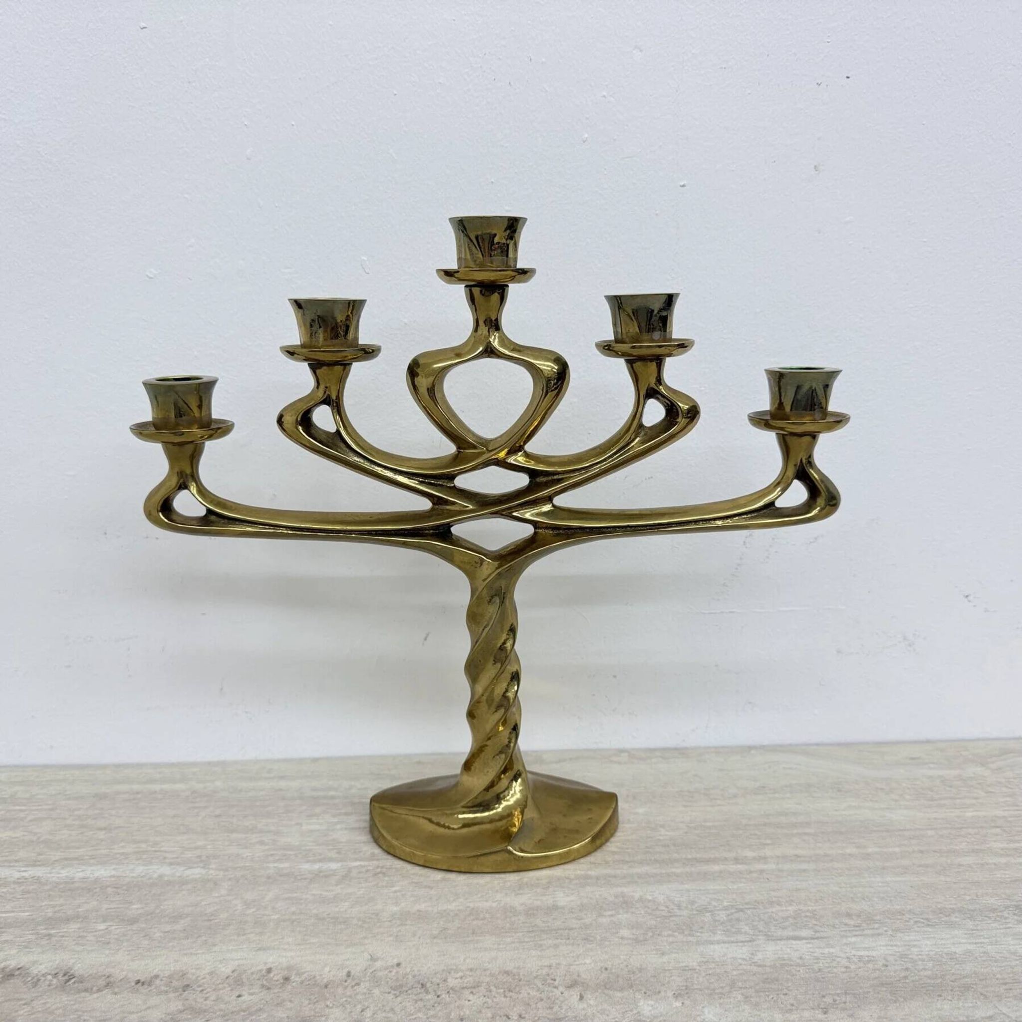 Mid-century large brutalist solid bronze candleholder, 1970s