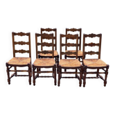 6 chaises paillées de salle à manger chêne campagne