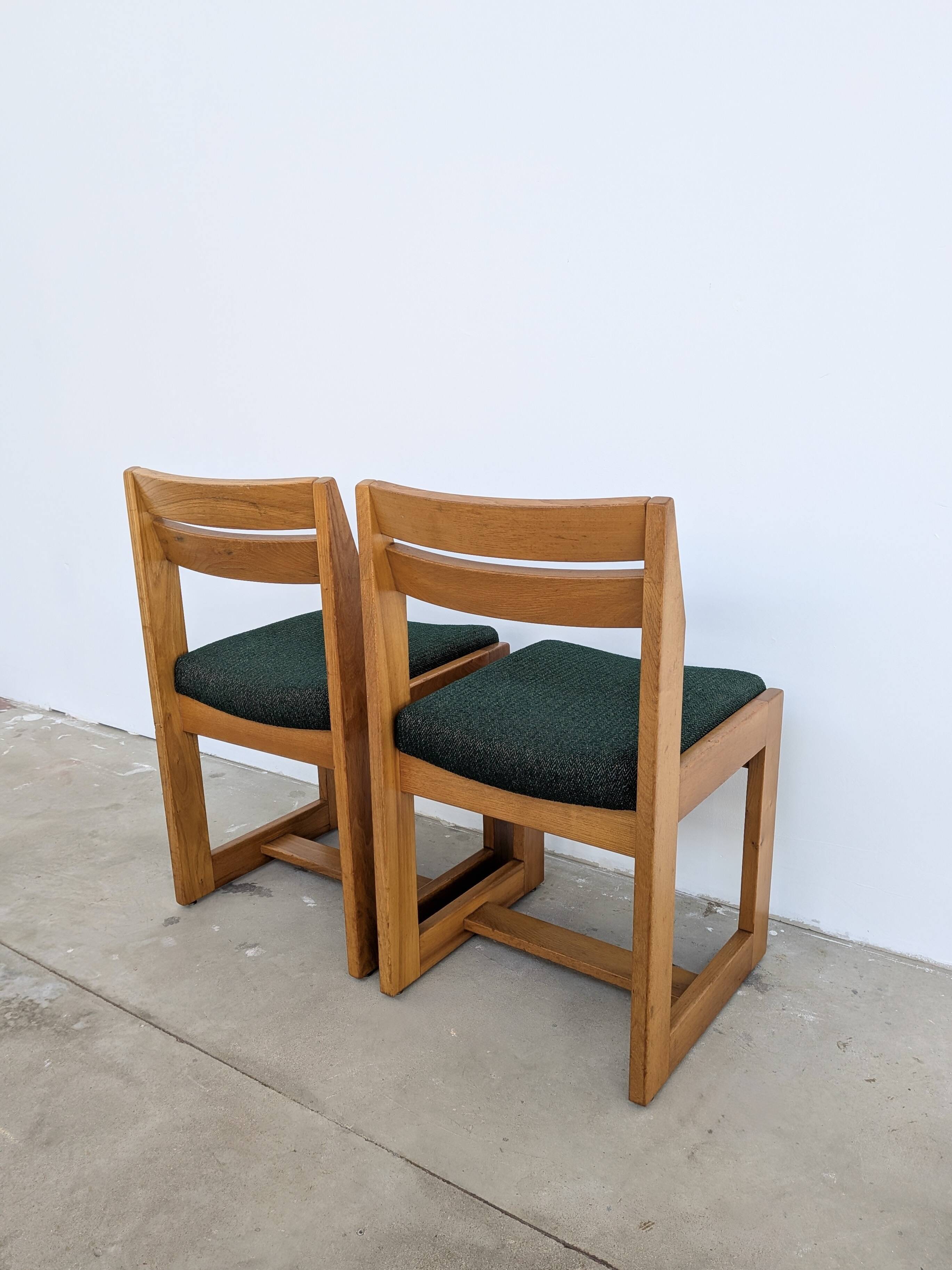 Set of 4 Maison Regain Vintage Chairs – Brutalist Solid Elm