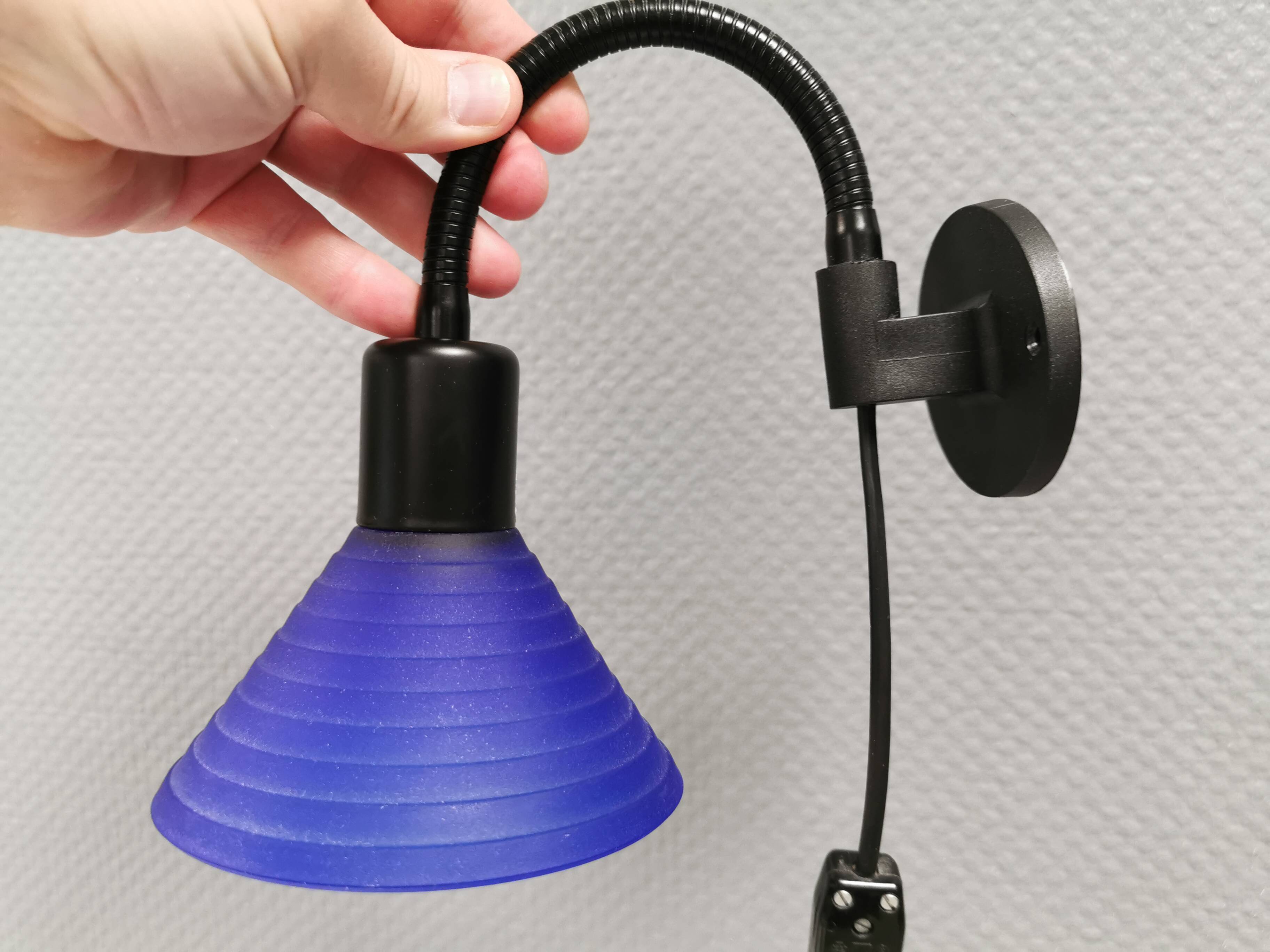A set of wall lamps with blue glass shades from Danske Design-Light, 1980s.