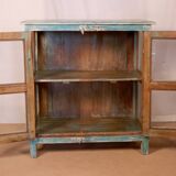 Antique Burmese teak sideboard with original blue and white patina
