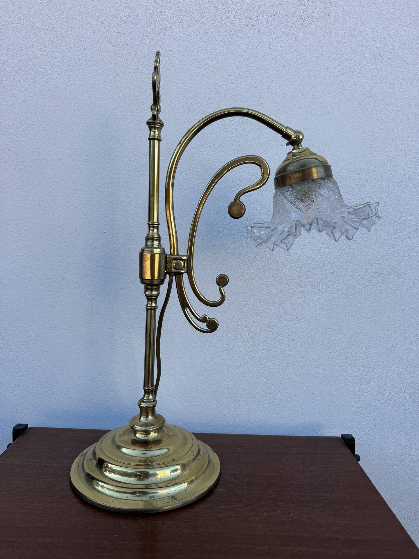 Swan neck brass lamp Art Nouveau