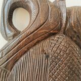 Masque en bois africain sculpté à la main vintage : décoration murale tribale