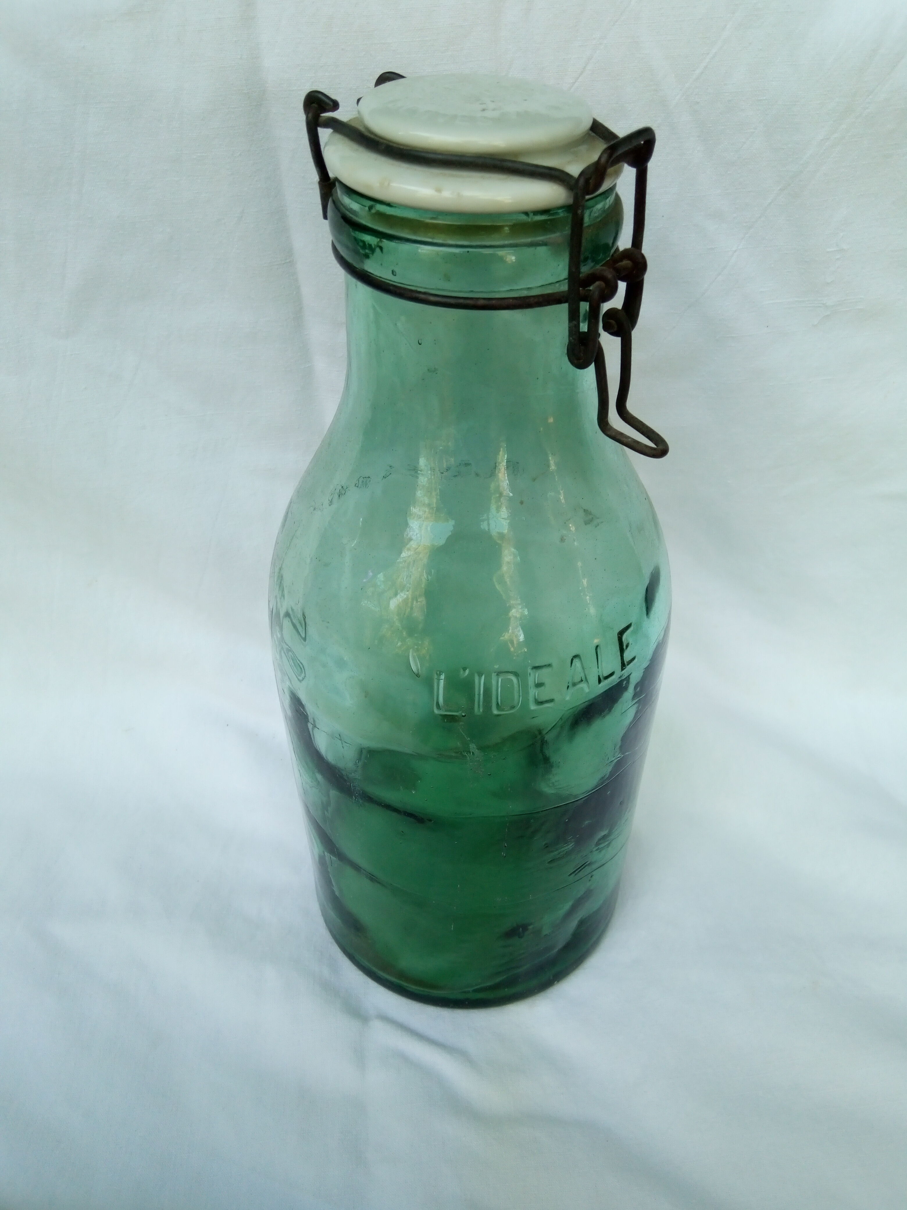 Old glass bottle porcelain cap, 2 liters