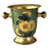Vintage brass and green enamel cloisonné champagne cooler with sunflow