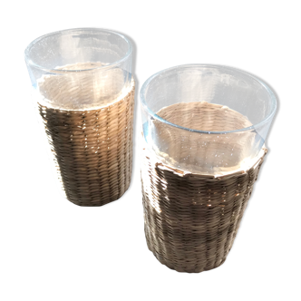 Set of 2 glasses with rattan