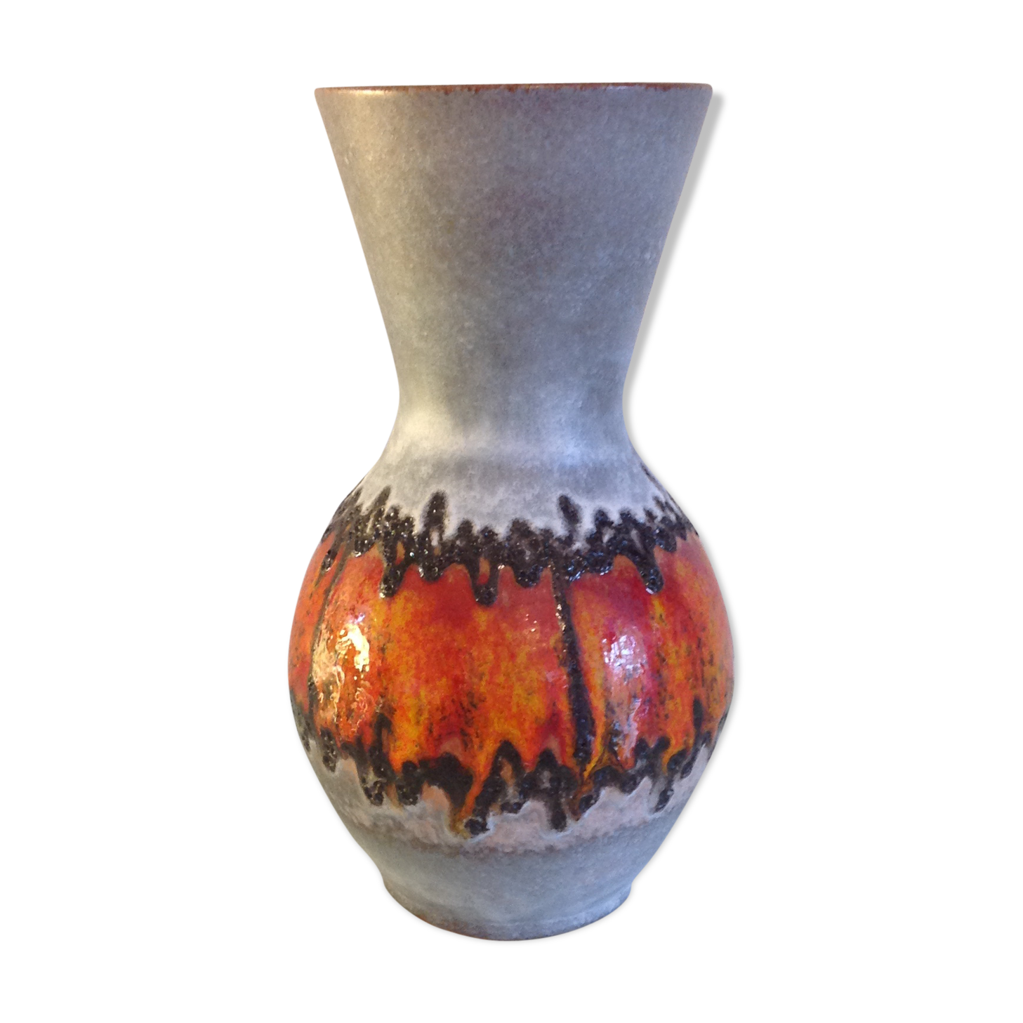 Gray and Red 60s/70s ceramic vase