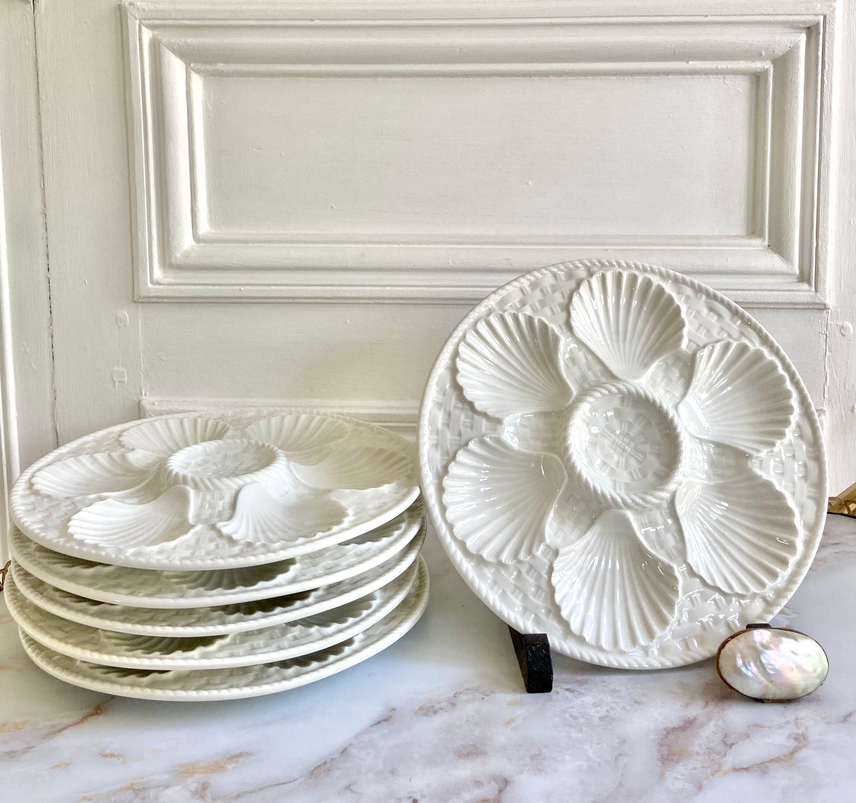 6 Longchamp slurry oyster plates