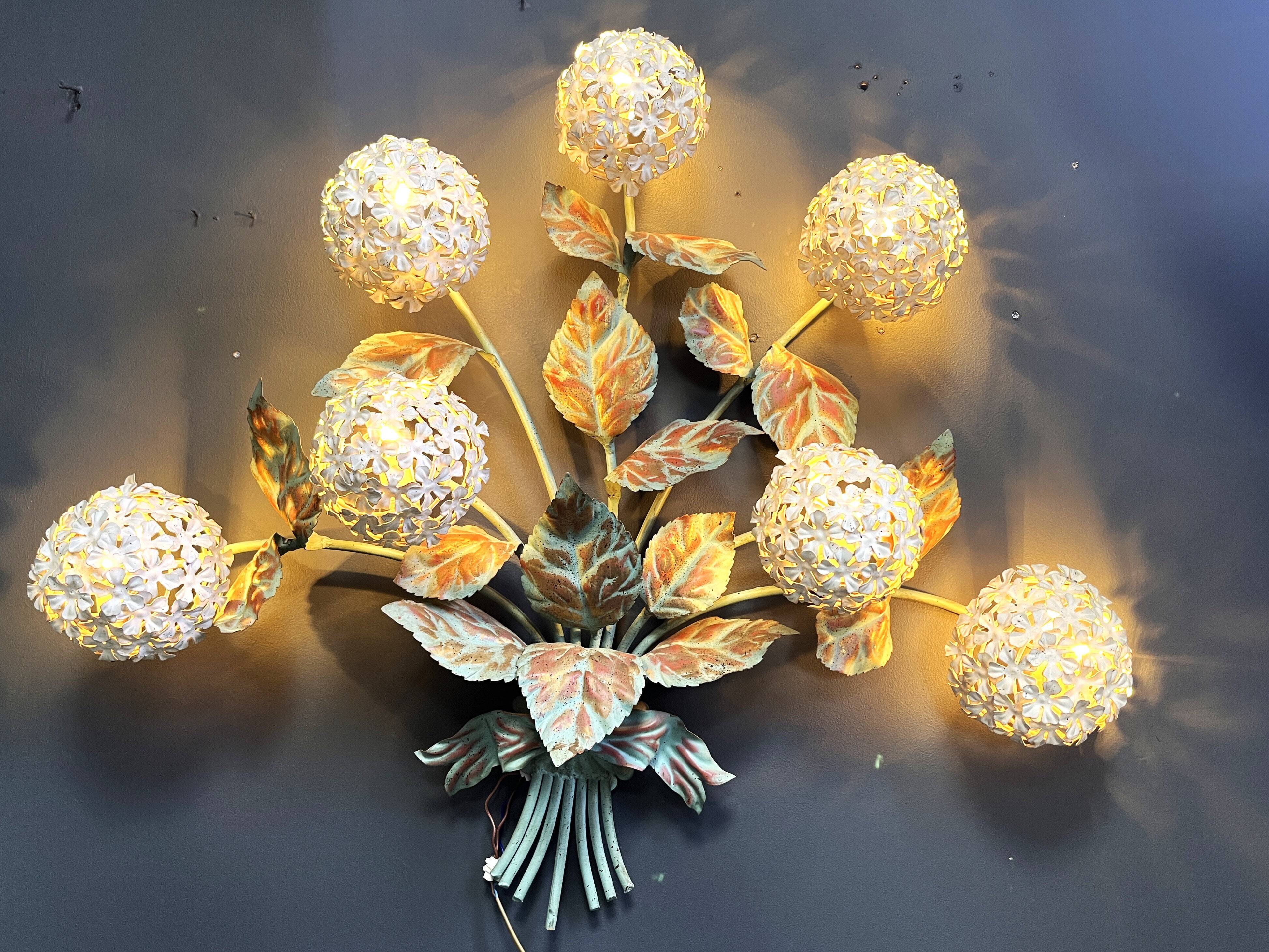Vintage floral wall lamp by Hans Kögl, 1970s