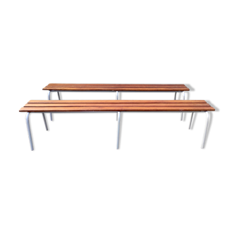 Paire de bancs d’école, années 50