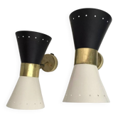 Paire d'appliques murales diabolo italiennes design 1950