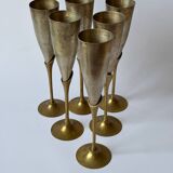 Set de 6 flûtes de champagne en laiton, 1970