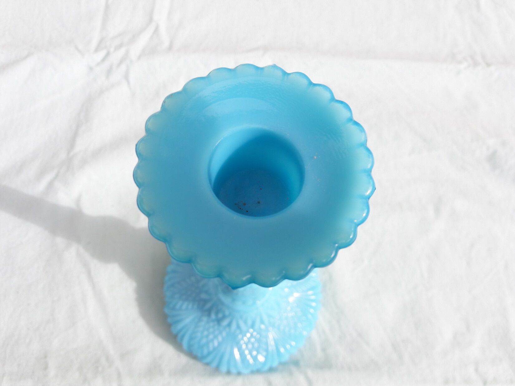 Blue candlestick opaline