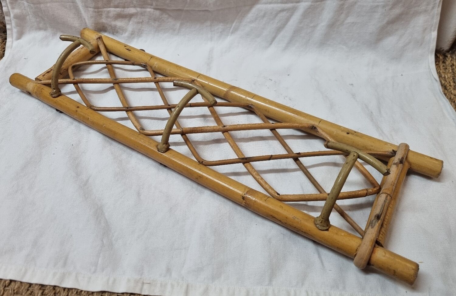 Wall rattan coat rack from 1960