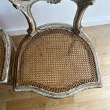 2 caned chairs in Louis XV Regency style