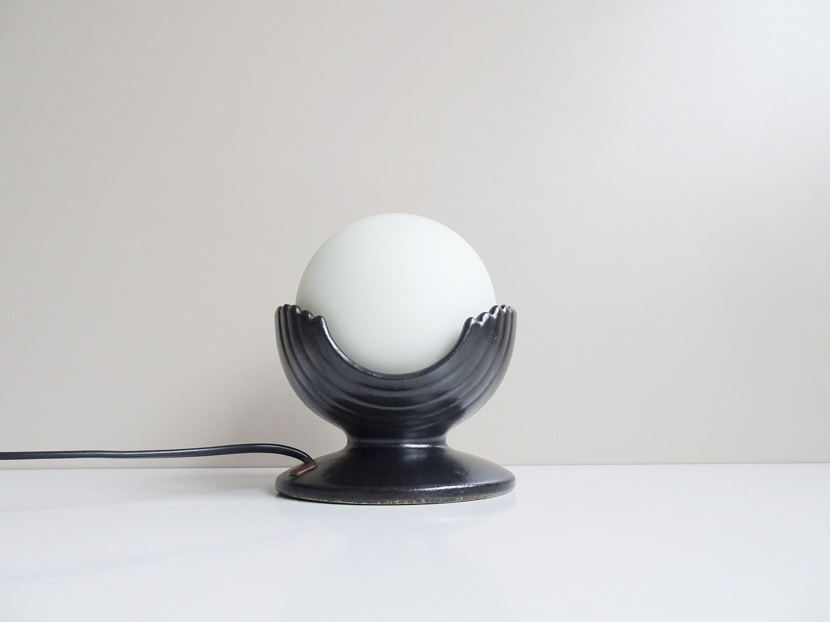 Sculptural table lamp by pan keramik with glass ball - 1970s