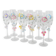 ensemble de 10 flûtes à champagne peintes à la main, fleurs en relief