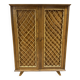 Vintage rattan and oak wardrobe