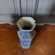 Pair of Japanese hexagonal blue background vases with cut sides DEC 739
