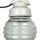 Industrial white porcelain pendant light with ribbed glass, 1970s