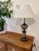 Large turned wooden lamp