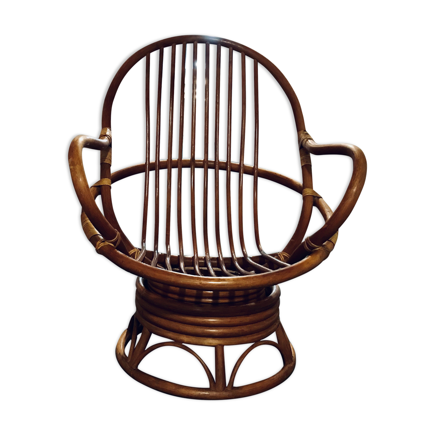 Rattan swivel armchair from the 50s