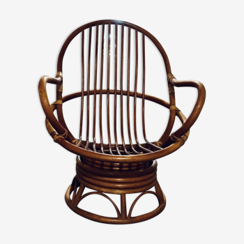 Rattan swivel armchair from the 50s