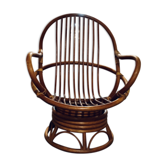 Rattan swivel armchair from the 50s
