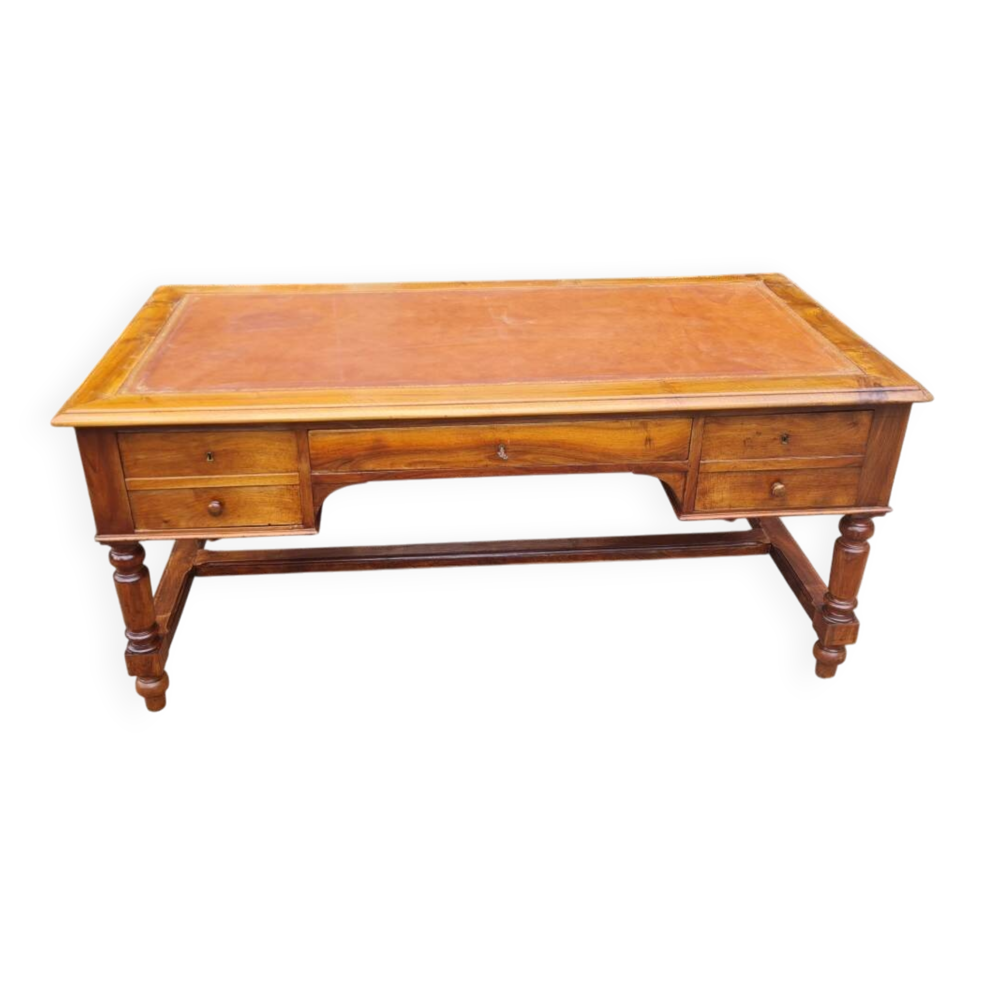 large Louis Philippe desk in walnut from the 19th century
