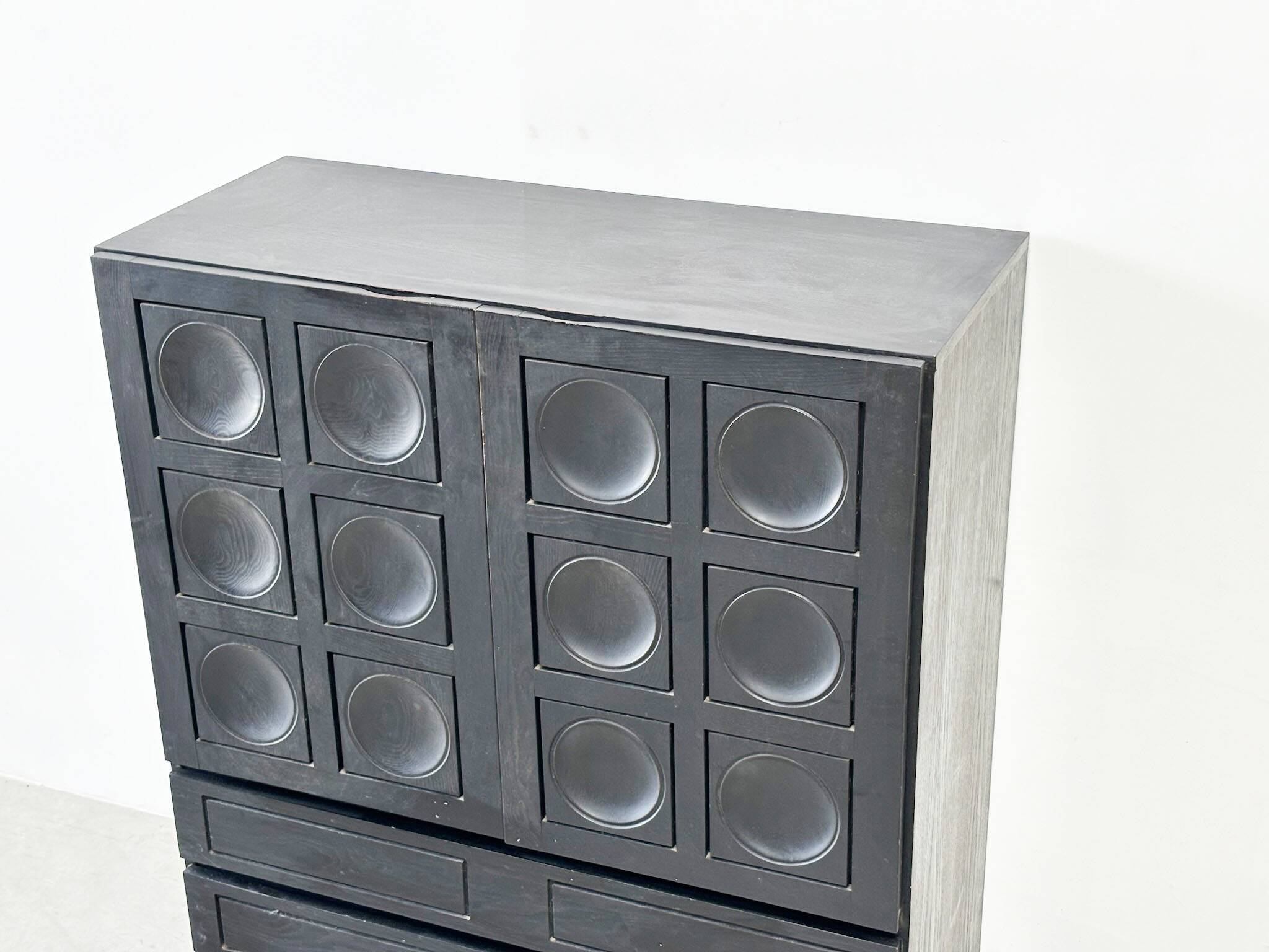 1970's Belgian brutalist graphical Musterring bar cabinet