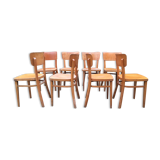 Vintage chairs stamped Thonet in curved beech wood and curved cp backrest.