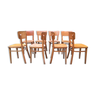 Vintage chairs stamped Thonet in curved beech wood and curved cp backrest.