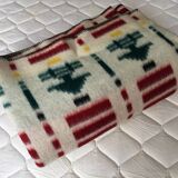 Wool blanket 230 X 250 geometric patterns and 70's fir trees