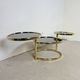 Vintage Hollywood Regency Swivel Cascade Coffee Table with Black Glass
