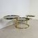 Vintage Hollywood Regency Swivel Cascade Coffee Table with Black Glass