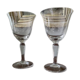 2 large crystal water glasses engraved Villeroy & Boch tulip shape
