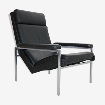 Lotus Armchair in Black leather by Rob Parry for De Ster Gelderland, 1960s