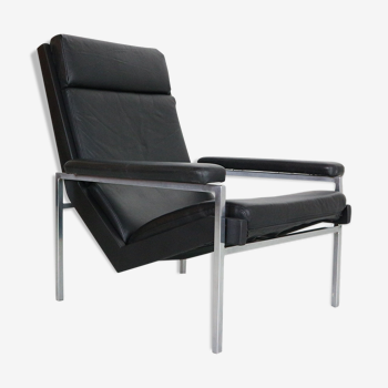 Fauteuil en cuir noir Lotus par Rob Parry pour De Ster Gelderland, années 1960