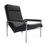 Lotus Armchair in Black leather by Rob Parry for De Ster Gelderland, 1960s