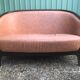 Lot of 2 armchairs and a sofa from Baumann in black wood and marble rose leather