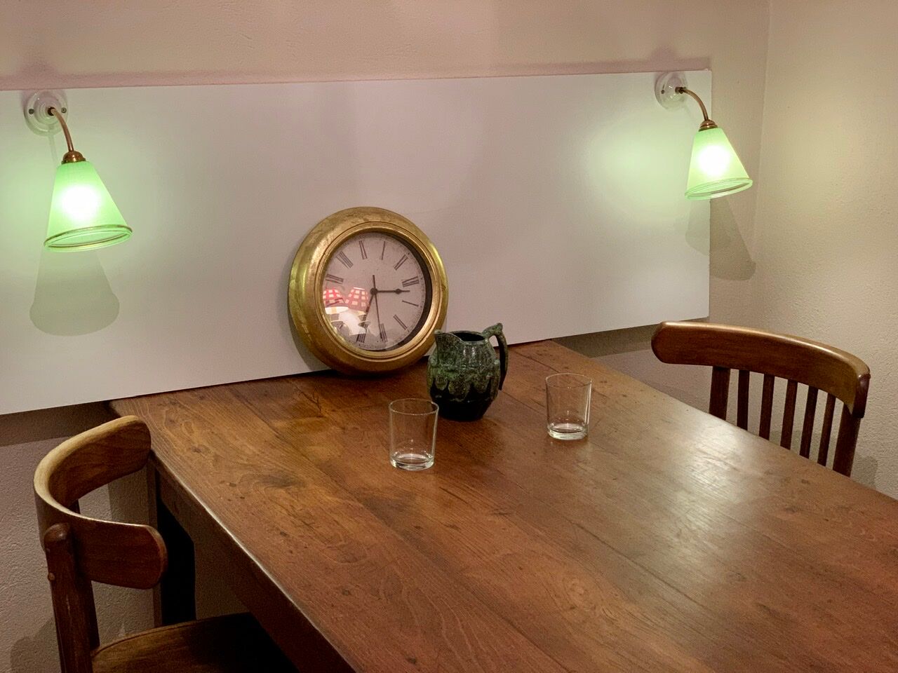 Pair of art deco bistro style wall lamps