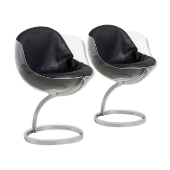 Paire de chaises à manger 'Sphere' de Boris Tabacoff pour Mobilier Modèle Moderne, France - 1971