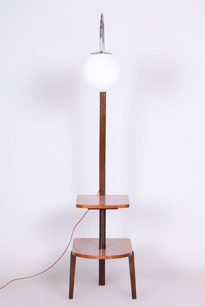 Czech Art Deco Floor Lamp in Walnut attributed to Jindřich Halabala for Up Závody, 1930s