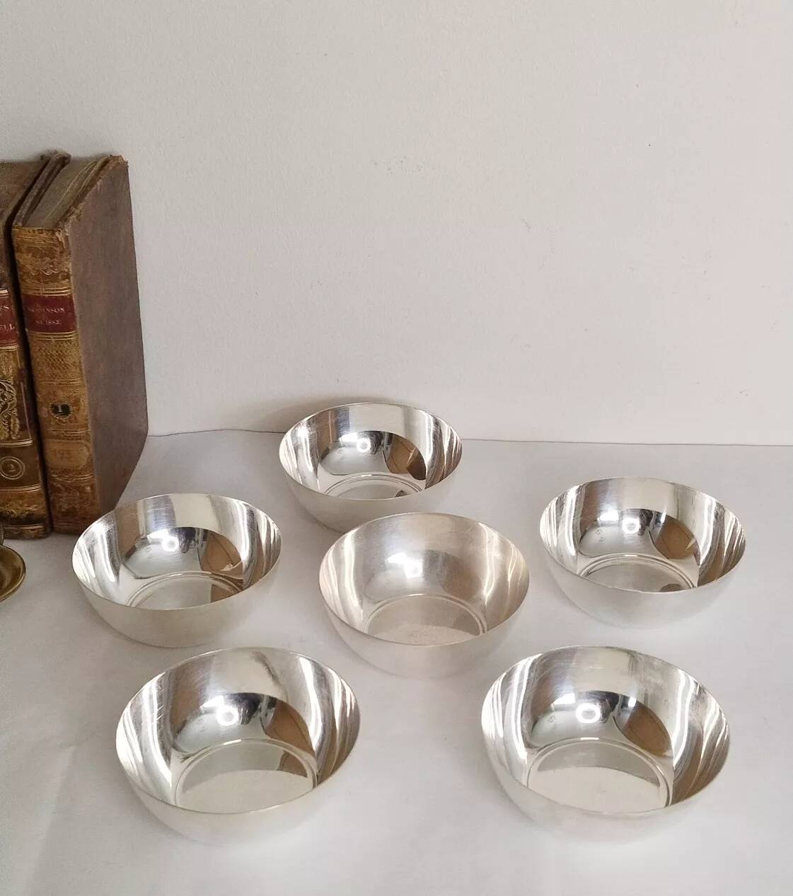Silver-plated metal cups, ice cream or sorbet cups