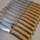 12 Table Knives in Gold Metal