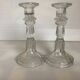 Pair of moulded glass candlesticks