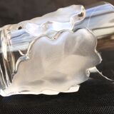 Lalique collection small vase crystal pattern art nouveau chene leaves